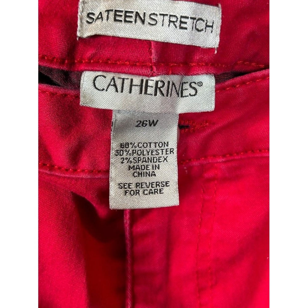 Catherines Red Sateen Stretch Straight Leg‎ Pants Womens Plus Size 26W - Picture 4 of 5